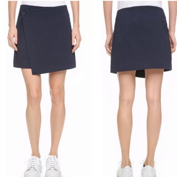 ATM Anthony Thomas Melillo Bonded Wrap Front Mini Skirt Navy Blue 2 Clueless - Picture 13 of 13
